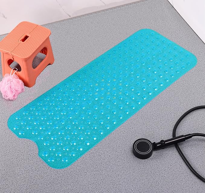 Anti-Slip Bathtub Shower mat, 39.3×15.7 inch（Approximately 100 × 40cm） Soft Oversized Machine Washable Non-Slip Bathtub mat with Drainage Holes, Bathroom Floor Suction Cup.（1-Clear Green） - Image 8