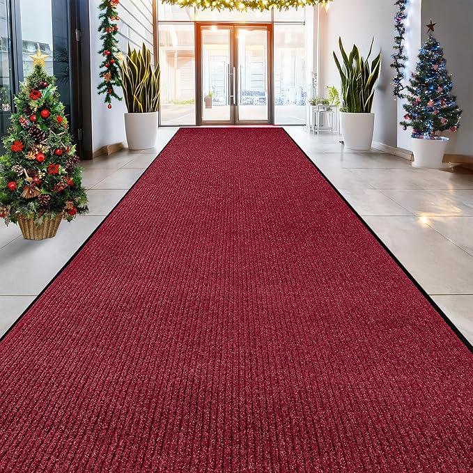 MaxMat® Extra Large Commercial Door Mat, Rubber Border Heavy Duty Door Mat, Waterproof, Low-Profile, Easy to Clean, Rubber Entry Mat. (Red, 4 x 10 Feet) by MaxMat