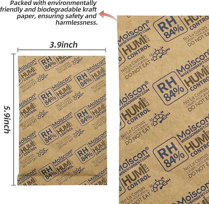 84% Two-Way Humidity Control Packs for Storing 1 lb – Size 60 – 10 Pack – Seasoning Packets Moisture Control Packets Individually Wrapped, Humidifier Packs for Season Wood Humidifier Boxes - Image 3