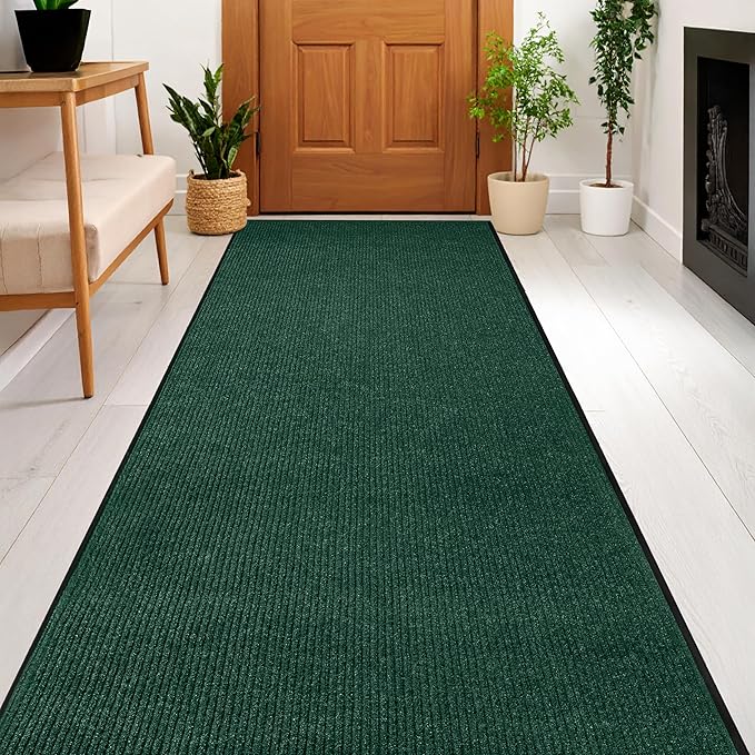 Durable Rubber Door Mat - Heavy Duty, Indoor/Outdoor, Easy Clean, Waterproof, Low-Profile Mat for Entry, Patio, Garage - Stylish (Green, 6' x 2' (Mud Trapper)) - Image 9