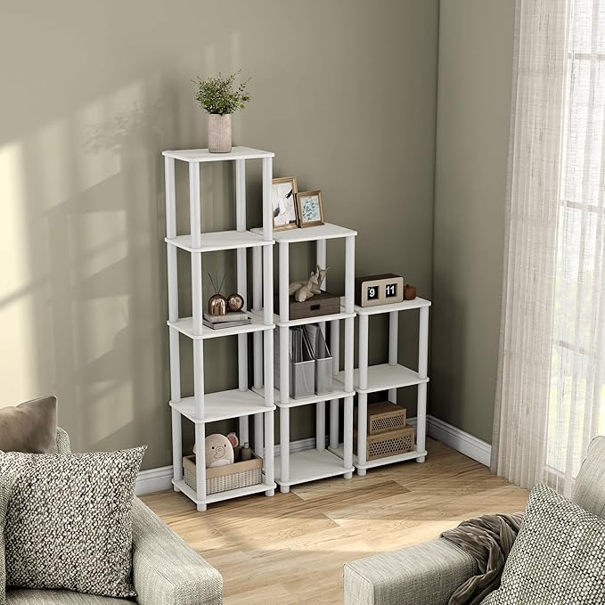 Homes: Inside + Out Apexa Modern 3-Tier Narrow Shelving Units, Collectibles Display Shelves, Easy Assembly Standing Shelf, Home Storage Organizer for Living Room, Bedroom, Office, White - Image 4