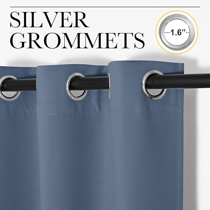 NICETOWN Bedroom Window Blackout Curtain Panel - Thermal Insulated Blackout Drape/Drapery for Loft, Guestroom (Stone Blue, 1 Panel, 70 x 63 inch) - Image 2
