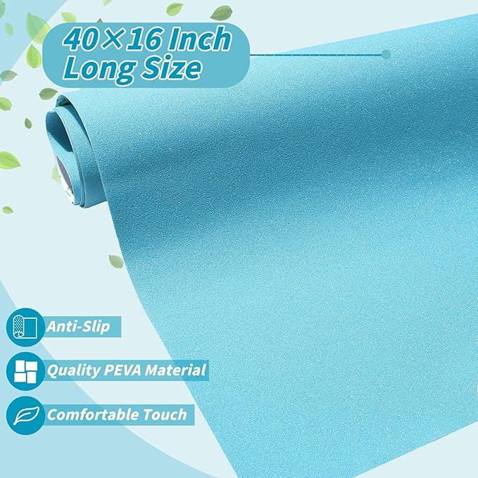 16" x 40" Non Slip Bathtub Mat with Drain Cut Out Anti Slipping Non Skid Safe Tub Mat Adhesive Peel and Stick Bath Tub Mat PEVA Tub Sticker for Shower Floor Boat Wet Areas(Light Blue) - Image 2