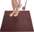 Square Shower Mat - Non Slip Shower Mats for Inside Shower - Extra Large 31x31 Shower Floor Mat Non Slip - Square Bath Mat for Shower - Secure Anti Slip Loofah Shower Bath Mat (31x31 Brown) by ENKOSI