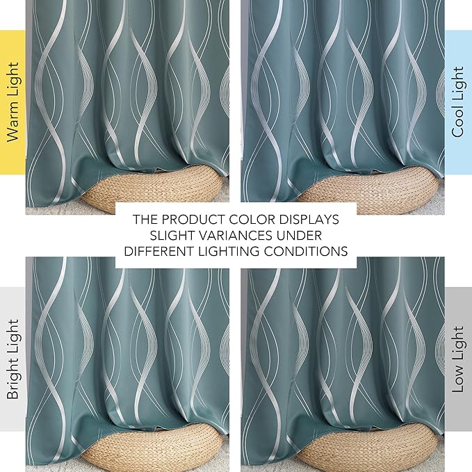 NICETOWN 100% Blackout Curtains for Living Room, Stormy Sea, 52 inch by 63 inch, Easy Care Solid Thermal Insulated Grommet Panels and Drapes for Bedroom Decoration, 2 Panels - Image 8