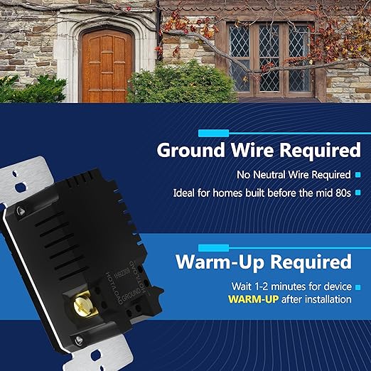 LIDER No Neutral Wire Required Humidity Sensor Switch, Automatic Humidity Detection, Air Circulator, Adjustable Timing, 1-Pole, UL Listed, Black, Wall Plate Included, 2 Pack - Image 2