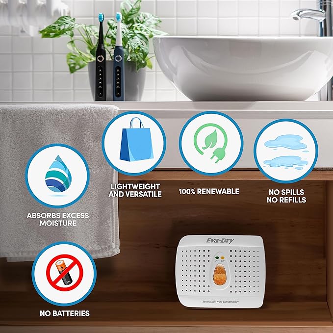 Eva-Dry Wireless Mini Dehumidifier, White (E-333) - Image 7
