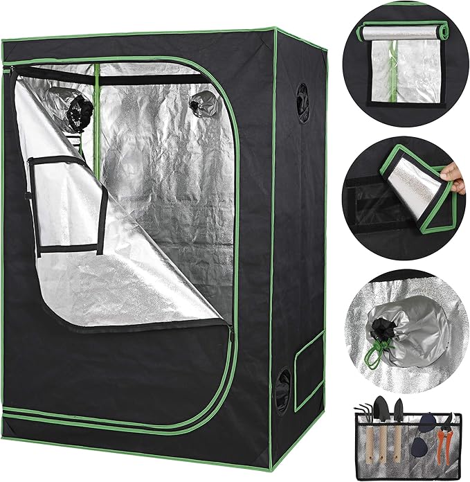 JungleA 2x4 Grow Tent, High Reflective Mylar Hydroponic Growing System, 48"x24"x60" Indoor Growing Tent Greenhouse Kit, Grow Box w/Observation Window & Floor Tray, Home Plant Fruit, Flower, Farmer Veg - Image 4