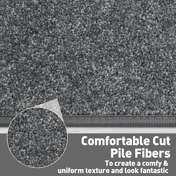 PURE ERA Carpet Stair Tread Landing Mat Tape Free Self Adhesive Non Slip Skid Resistant Indoor Doormat Area Rug Floor Mat for Kitchen Bathroom Workstations Washable 2' X 3' (Dark Gray) - Image 6