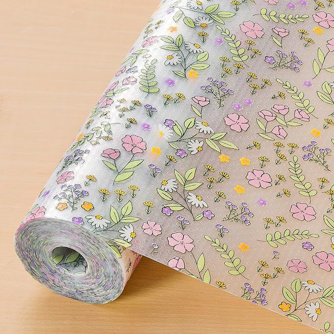 INNOLITES Shelf Liners for Kitchen Cabinets, Non-Adhesive Drawer Liner, Waterproof Shelf Paper Pink Floral, Durable Easy to Clean for Refrigerator, Shelves (Pink Rose, 17.7" x 360") by INNOLITES
