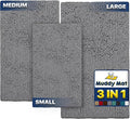 Muddy Mat® Pack of 3 Highly Absorbent Microfiber Dog Door Mat and Pet Rug, Non Slip Thick Washable Area Mat Soft Chenille for Kitchen Bathroom Bedroom and Outdoor - Grey Small, Medium & Large by MuddyMat%C2%AE