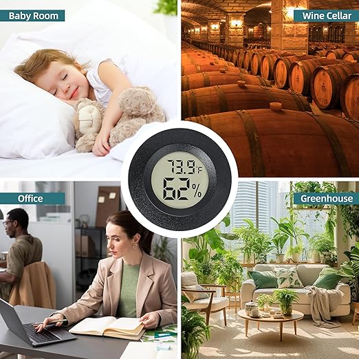 Mini Hygrometer Indoor/Outdoor Humidity Meter Hygrometer Thermometers 4 Pack Humidity Meters Gauge Mini Digital Thermometer for Humidors, Greenhouse, Garden, Cellar (4) - Image 6