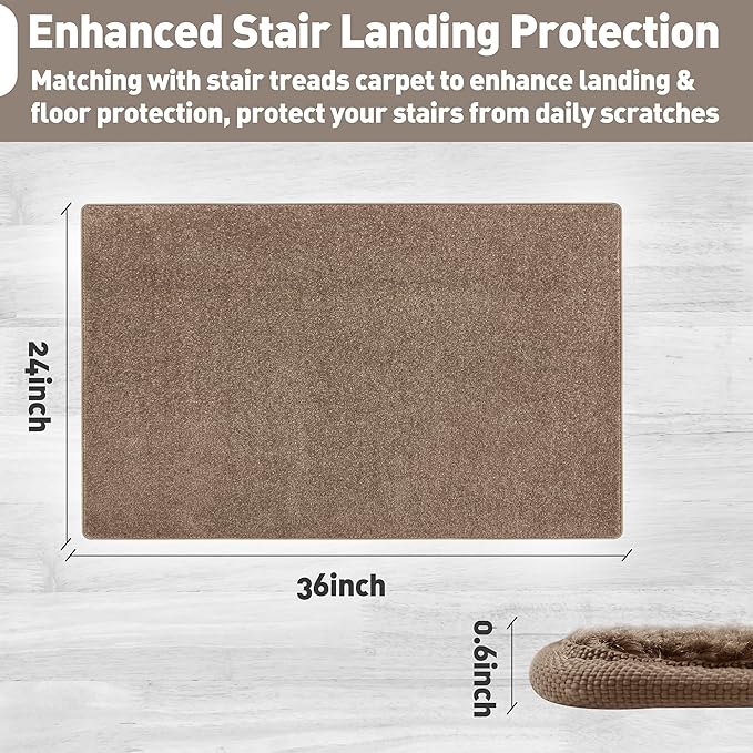 PURE ERA Carpet Stair Tread Landing Mat Tape Free Self Adhesive Non Slip Skid Resistant Indoor Doormat Area Rug Floor Mat for Kitchen Bathroom Workstations Washable 2' X 3' (Camel Brown) - Image 3