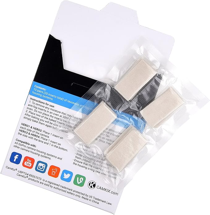 CamKix Anti-Fog Inserts compatible with Hero 4 Black, Silver, 3+, 3, 2, 1 and Other Camera and Housing Systems – 20 Pack Reusable Moisture Removing Inserts - Image 4