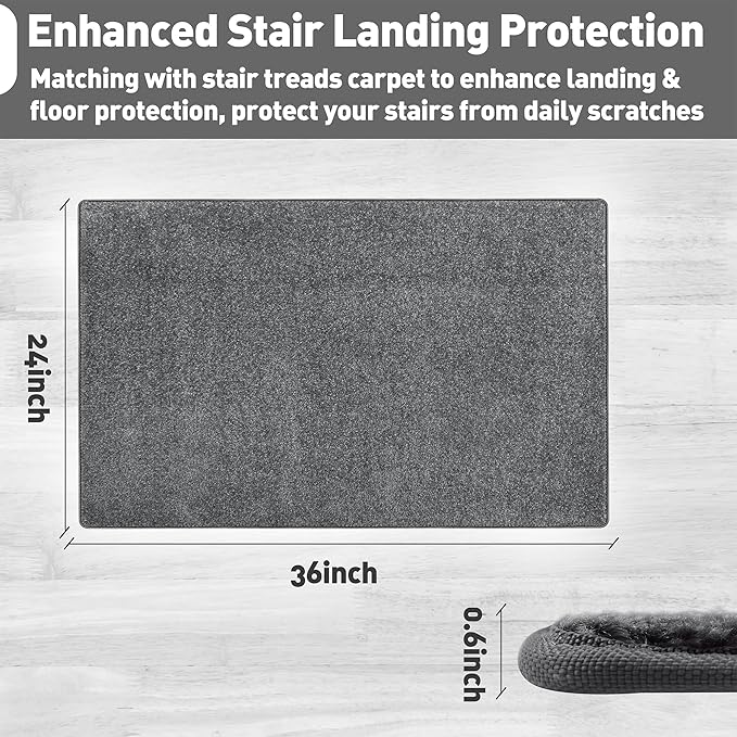 PURE ERA Carpet Stair Tread Landing Mat Tape Free Self Adhesive Non Slip Skid Resistant Indoor Doormat Area Rug Floor Mat for Kitchen Bathroom Workstations Washable 2' X 3' (Dark Gray) - Image 3