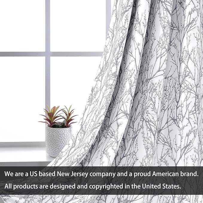 DriftAway Tree Branch Blackout Curtains Double Layer 120 Inches Long for Bedroom Printed Patterned Classic Thermal Insulated Summer Sound Lined Grommet Drapes for Living Room 2 Panels Gray/White - Image 4