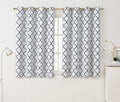 HLC.ME Lattice Print Decorative Curtains Blackout 54 Length - Thermal Insulated Room Darkening Grommet Window Drapes Panels for Basement Windows - Platinum White & Navy Blue - Set of 2-52 x 54 Inch by HomeLinenCollections