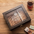 Woodronic Monogrammed Cigar Humidor, Custom Cigar Case with Hygrometer and Humidifier, Spanish Cedar Lining and Divider, Cigar Accessories, Customized Gift for Men, Holds 25 Cigars by Woodronic