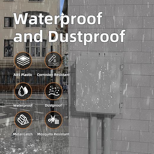Joinfworld Vented Outdoor Electrical Box Waterproof Nema Enclosure 16x11x6 Plastic WiFi Box with Stainless Steel Buckle Fan Vented Dust Screen - Image 3