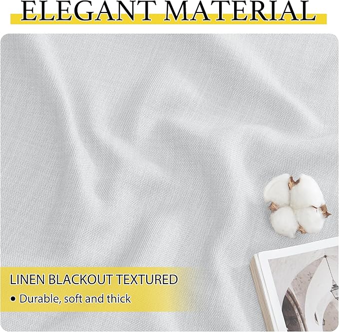 NICETOWN Faux Linen Curtain Valances for Kitchen Over Sink, Farmhouse Light Filtering Privacy Window Covering for Bathroom, Short Curtains for Cabinet, W52 x L24 inch, 2 Panels, Greyish White - Image 6