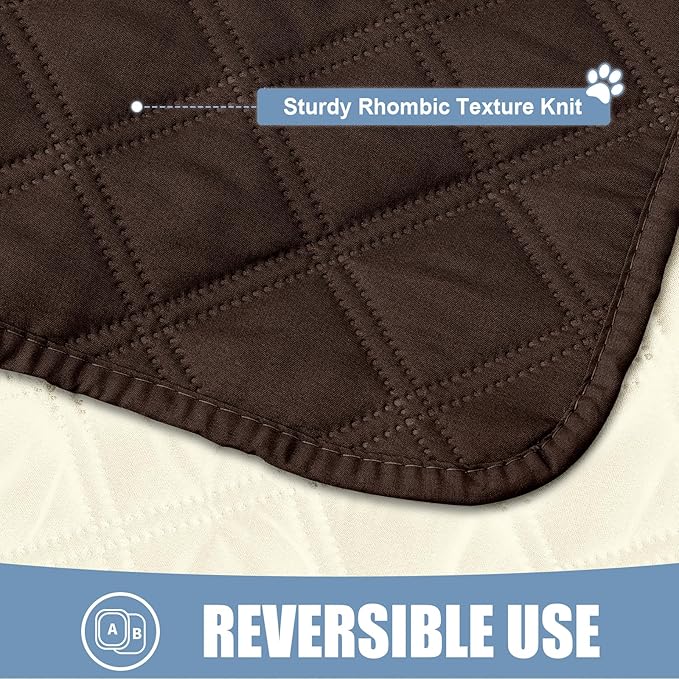 Smiry Waterproof Dog Bed Cover Pet Blanket, Soft Washable Dog Blanket for Furniture Bed Couch Sofa Reversible, Checkered (52"x82", Chocolate/Beige) - Image 4