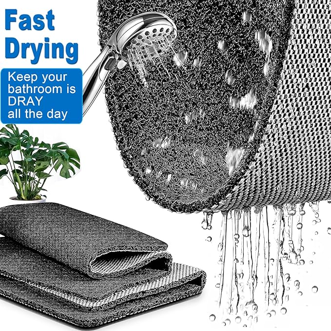 Shower Mats Non Slip for Elderly, 24x47’’Extra Lager Loofah Bath Mats for Shower, Non-Slip Bath for Elderly-Black - Image 3
