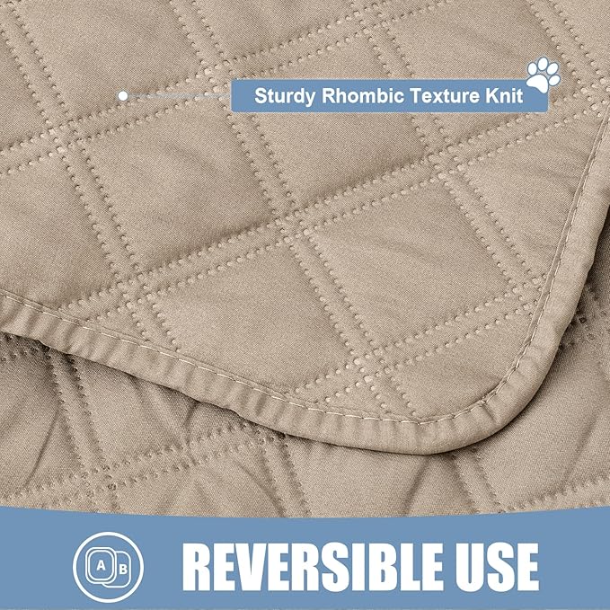 Smiry Waterproof Dog Bed Cover Pet Blanket, Soft Washable Dog Blanket for Furniture Bed Couch Sofa Reversible, Checkered (68"x82", Taupe/Taupe) - Image 4