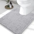 Smiry Luxury Chenille Toilet Rugs U-Shaped 24x20, Soft Absorbent Non-Slip Contour Bathroom Rugs for Toilet, Machine Washable Contoured Bath Mats, Light Grey by Smiry