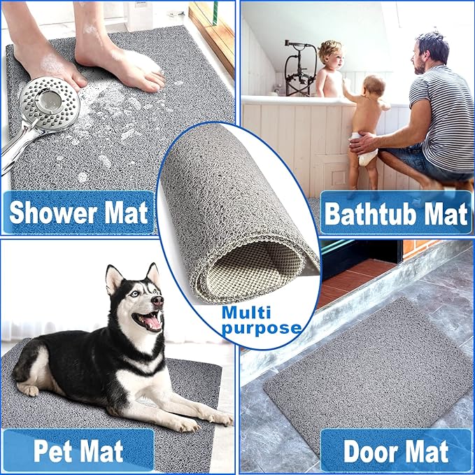 Shower Mats Non Slip for Elderly, 24x47’’Extra Lager Loofah Shower Mat, Loofah Bath Mats for Shower, Non-Slip Bath Mat for Elderly-Grey - Image 6