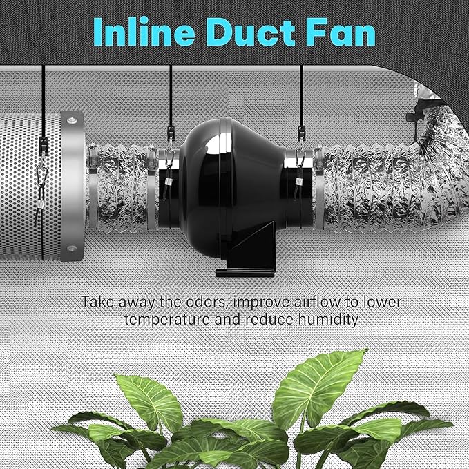 Simple Deluxe 4 Inch 195 CFM Inline Duct Ventilation Fan, Exhaust Fan HVAC Vent Blower for Hydroponics Grow Tent, Basements, Kitchens, Attic, Greenhouses, Black - Image 7