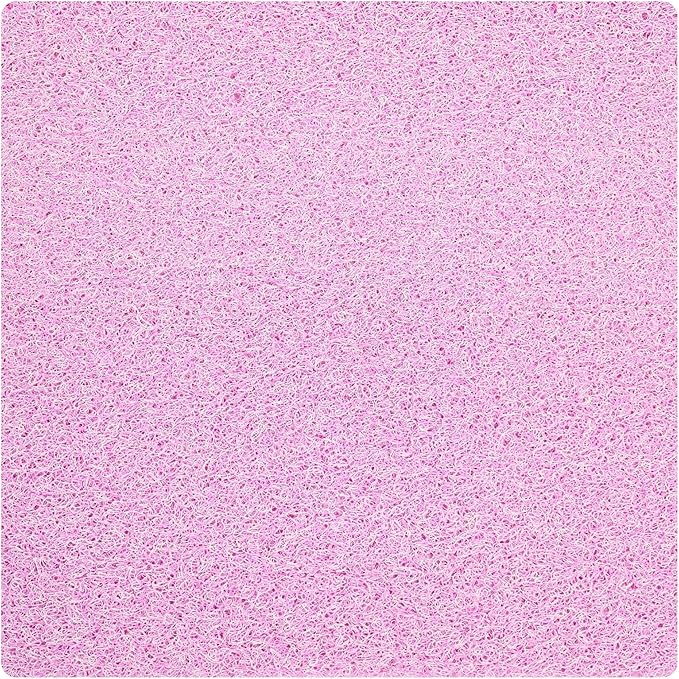 ENKOSI Soft Loofah Mat - Extra Large Square Shower Mat - Non Slip Bathroom Bath Shower Mat - Pink Mix (31x31 inches) by ENKOSI