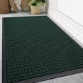 Smiry Front Door Mat Outside Entrance, Heavy Duty Natural Rubber Doormat, Non Slip, Trap Dirt and Moisture, Easy Clean, Low Profile Welcome Floor Mats for Indoor Outdoor Entry, 59x34 Inch, Black Green by Smiry