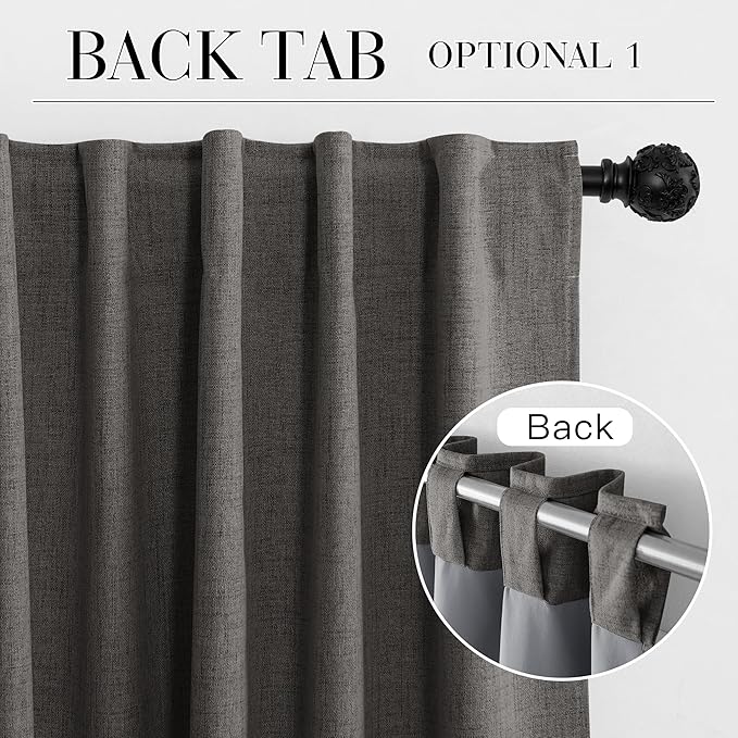 RYB HOME Grey 100% Blackout Curtains 63 inch Long, Light Blacking & Thermal Insulated Curtains for Nursery/Bedroom/Boys'Room, Back Tab & Rod Pocket Window Treatment, W52 x L63, 2 Panels - Image 7