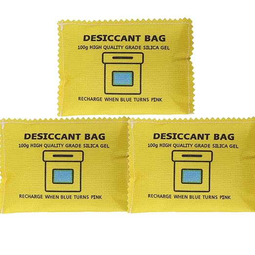 100g Rechargeable Desiccant Silica Gel Beads Pack Lab Desiccants Bag Rechargeable Moisture Absorbing for Storage Bins and Totes(3pack) by Gimehome