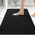 Smiry Luxury Chenille Bathroom Rugs 36x24, Extra Soft and Absorbent Shaggy Bath Mat, Machine Washable, Non-Slip Plush Carpet Runner for Tub, Shower, and Floor, Home Decor Accessories, Black by Smiry