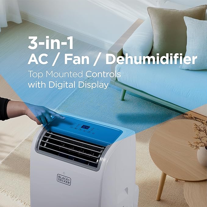 BLACK+DECKER Smart Portable Air Conditioner, 14,000 BTU for Rooms up to 700 Sq. Ft., Smart Portable AC with Follow Me Remote and Window Kit, BPACT14WT, White - Image 5