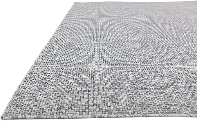 Unique Loom Outdoor Solid Collection Area Rug (8' x 11' 4" Rectangle Light Gray/Ivory) - Image 8