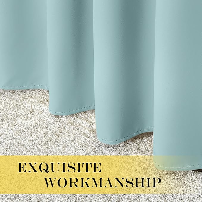 NICETOWN Sliding Door Curtain 84 inches Long, Grommet Privacy Darkening Window Treatment Sound Reducing Room Divider for Bedroom/Kids Room, 1 Panel, Sky Blue, W100 x L84 - Image 7