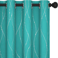 Deconovo Blackout Curtains, Thermal Insulated Soundproof Grommet Drapes, Wave Dots Silver Print, 52 x 63 Inch, Set of 2, Machine Washable Panels for Kitchen Bedroom Living Room Nursery, Turquoise by Deconovo