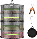 VIVOSUN 4-Layer Mesh Drying Rack Hanging Design with Green Zippers for Dehydrating, Indoor and Outdoor Pruning Shears Included by VIVOSUN