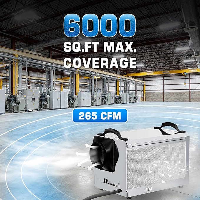 145 Pints Commercial Dehumidifier, Industrial Water Damage Unit up to 6,000 sq ft, Auto Defrost, Memory Starting with Drain Hose，for Crawl Spaces & Basements, White - Image 3
