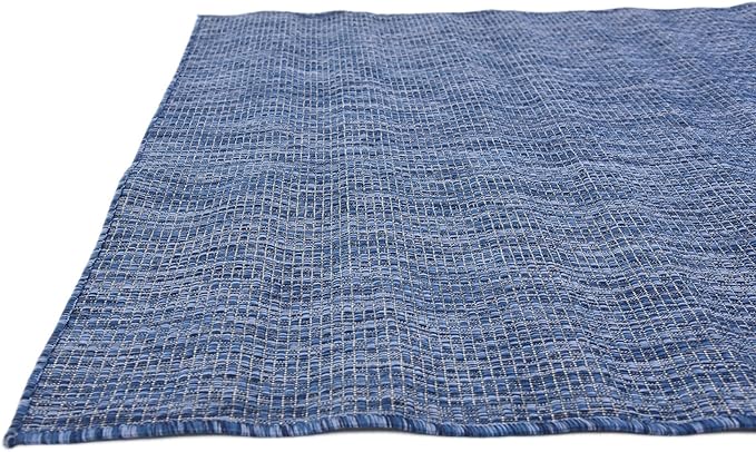 Unique Loom Collection Casual Transitional Solid Heathered Indoor/Outdoor Flatweave Area Rug (4' 1" x 6' 1" Rectangle, Blue/Navy Blue) - Image 7