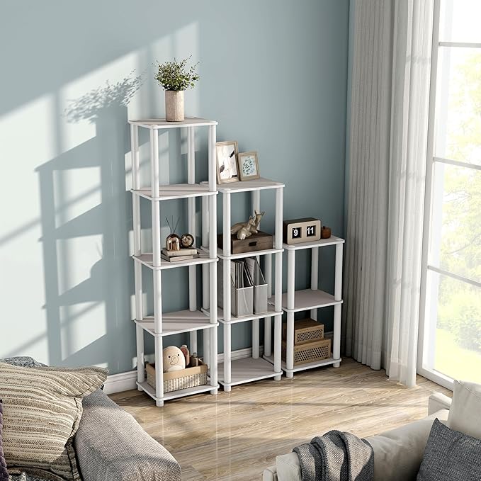Homes: Inside + Out Apexa Modern 3-Tier Narrow Shelving Units, Collectibles Display Shelves, Easy Assembly Standing Shelf, Home Storage Organizer for Living Room, Bedroom, Office, Taupe Grey - Image 13