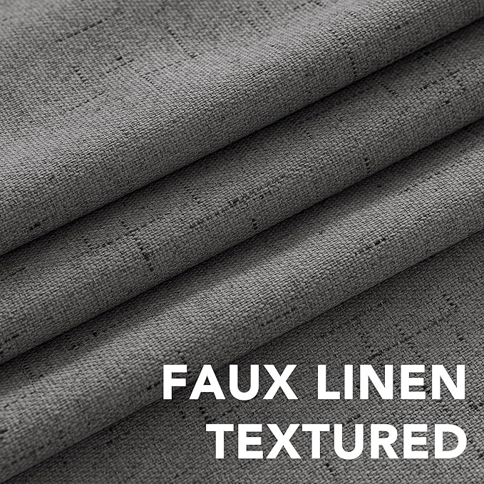 H.VERSAILTEX Linen Blackout Curtains 63 Inches Long 100% Absolutely Blackout Thermal Insulated Textured Linen Look Curtain Draperies Anti-Rust Grommet, Energy Saving with White Liner, 2 Panels, Grey - Image 4