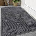 Smiry Front Door Mat Outside Entrance, Heavy Duty Sturdy Natural Rubber Doormat, Trap Dirt and Moisture, Easy Clean Low Profile Mats for Indoor Outdoor Entry, Irregular Triangle (47x32, Light Grey) by Smiry
