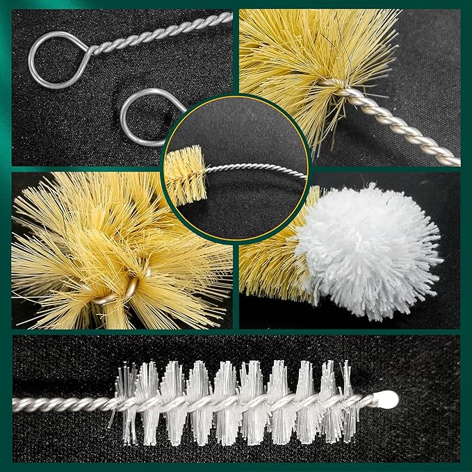 9-Pack Thin Long Handle Bottle Brushes, Stainless Steel Wire Cleaners with Boar Bristle & Wool Tip, Flexible Narrow Neck Cleaner for Wine Bottles, Tubes, Straws, Pipe, Hose & Decanter - Image 6