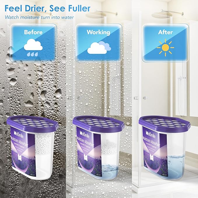 Moisture Absorbers 6 Packs, 10.8OZ Lavender Vanilla Efficient Humidity Absorber ＆ Odor Eliminator Boxes, Refillable Car Dehumidifier for Closet, Bathroom, Basement＆ RV - Image 2