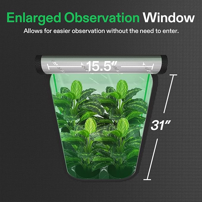 VIVOSUN P276 2.7x2.7 PRO Grow Tent, Indoor Plant Grow Tent Greenhouse with 2000D Mylar Fabric, 1" Poles, Extra Hanging Bars, 32"×32"×63", No High CFM Kit - Image 3