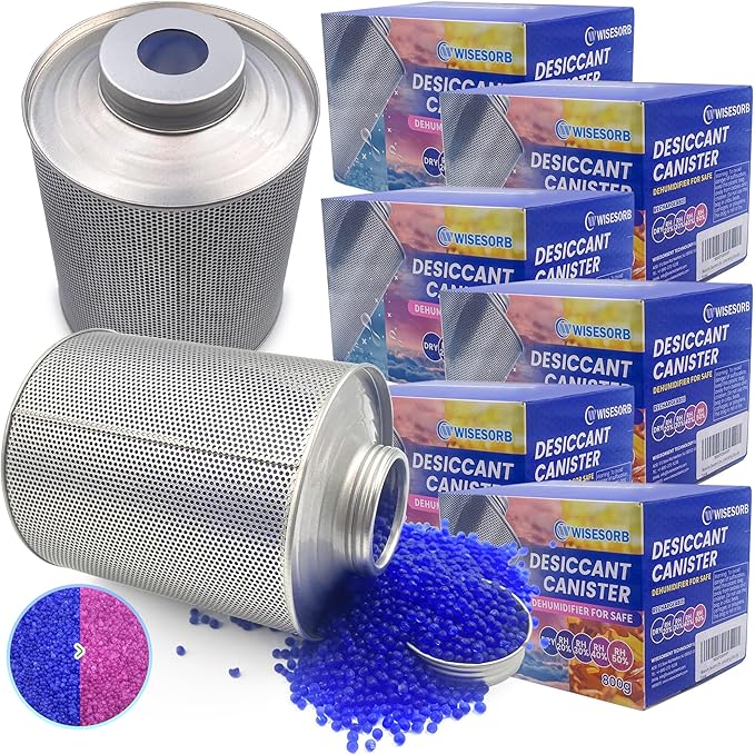 800 Gram Gun Safe Dehumidifier, 6 Pack of 1.77 LBS Rechargeable Dehumidifier Blue to Pink Silica Gel Desiccant Moisture Absorbers, Dehumidifiers for Room, Bedroom, Safe, Closet, Bathroom, Car by Wisesorb