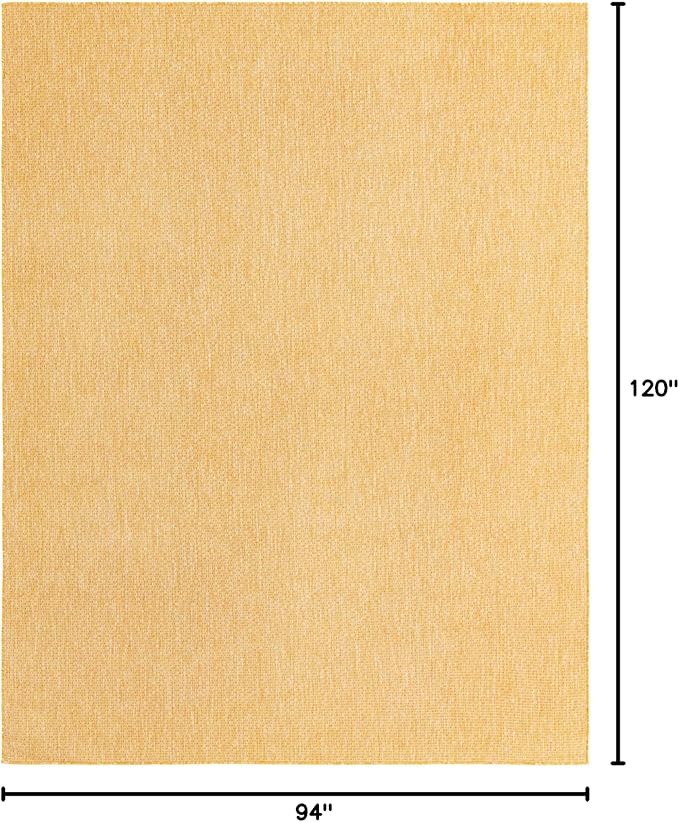 Unique Loom Collection Casual Transitional Solid Heathered Indoor/Outdoor Flatweave Area Rug (7' 10" x 10' Rectangle, Corn Harvest Yellow) - Image 2